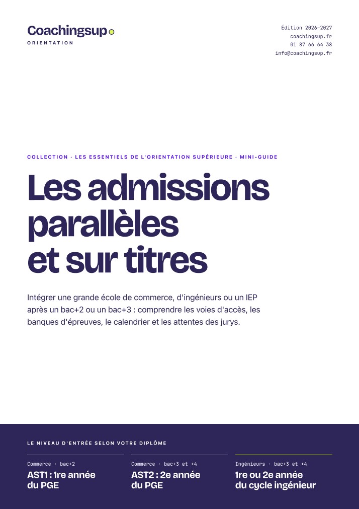 Couverture du guide Admissions parallèles et sur titres, édition 2026–2027