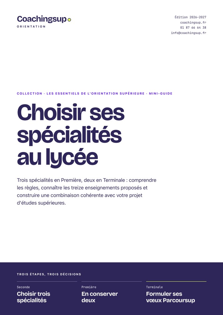 Couverture du guide Choisir ses spécialités au lycée, édition 2026–2027