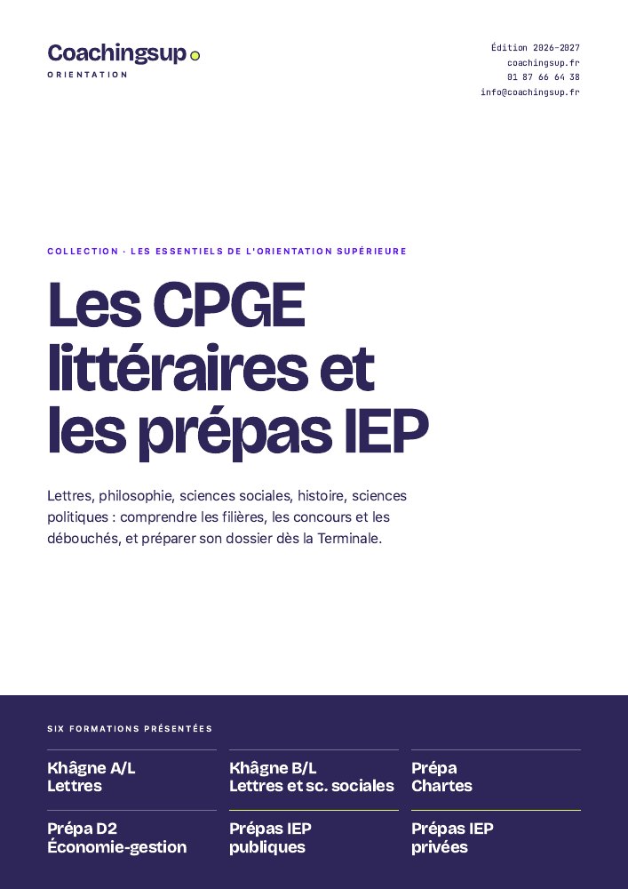Couverture du guide CPGE littéraires et prépas IEP, édition 2026–2027
