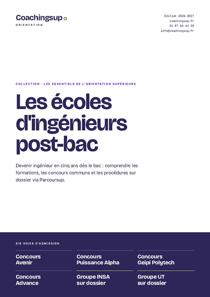 Couverture du guide Écoles d’ingénieurs post-bac, édition 2026–2027